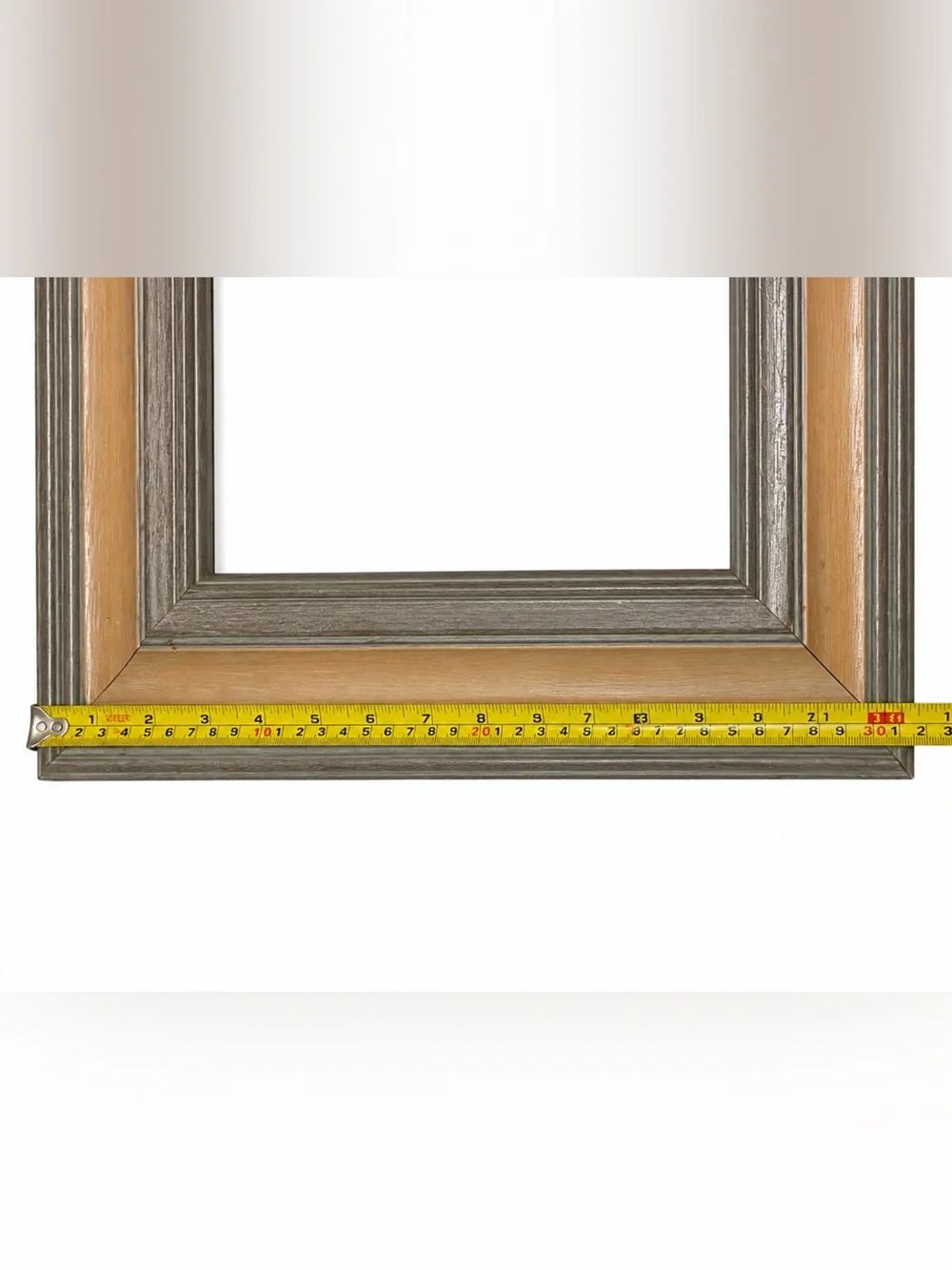 VTG Wood Picture Frame. Taupe Beige Grey Layered Stepped Moulding. Late 20th Cen